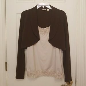 Brown Long Sleeve Cropped Shrug
